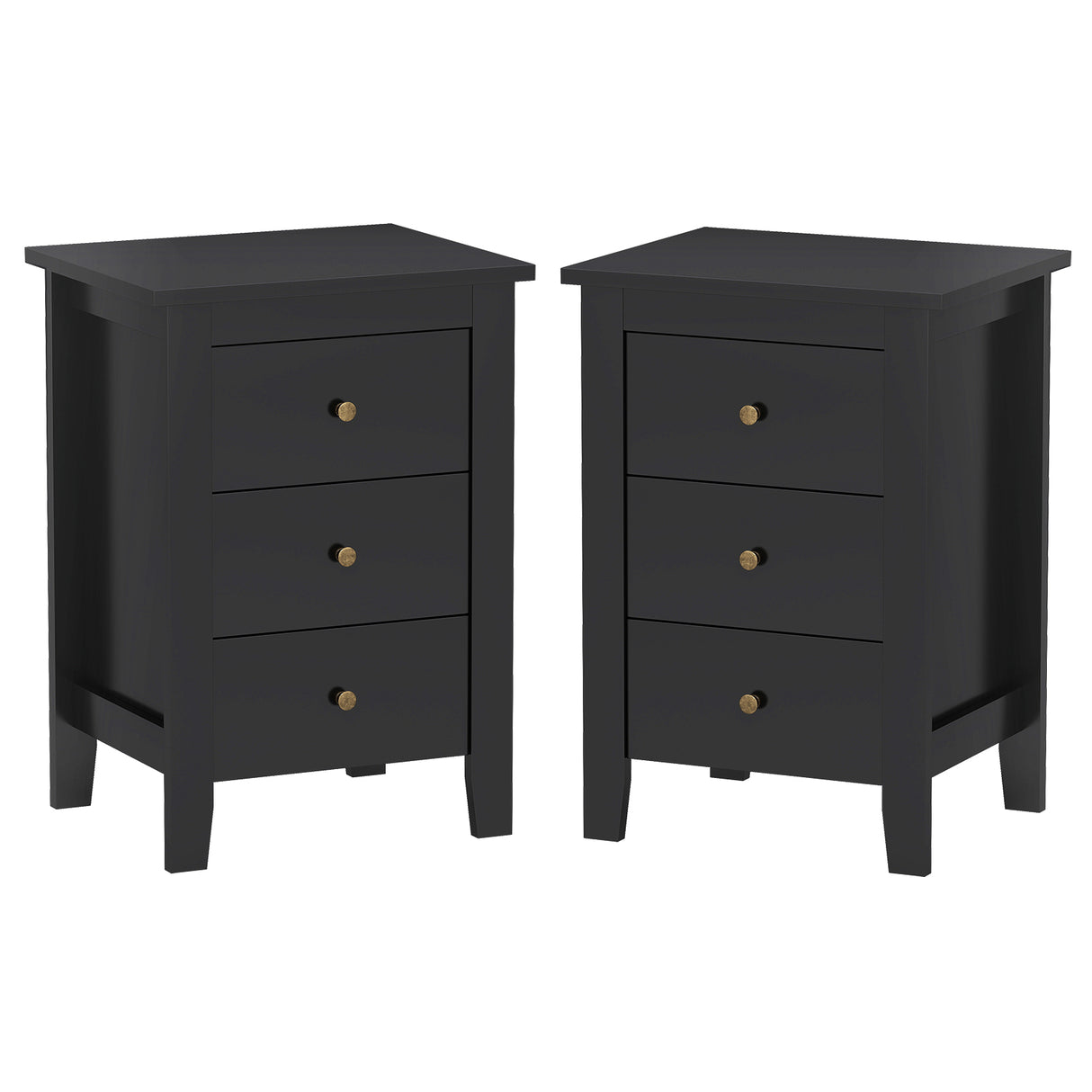 Set of 2 Nightstand End Beside Table Drawers
