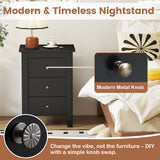 Set of 2 Nightstand End Beside Table Drawers