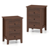 Set of 2 Nightstand End Beside Table Drawers