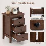 Set of 2 Nightstand End Beside Table Drawers