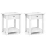 Set of 2 Nightstand with Drawer 3-Tier Modern Bedside Table with Open Shelf and Storage
