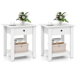 Set of 2 Nightstand with Drawer 3-Tier Modern Bedside Table with Open Shelf and Storage