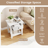 Set of 2 Nightstand with Drawer 3-Tier Modern Bedside Table with Open Shelf and Storage