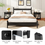 Set of 2 Nightstand with Drawer 3-Tier Modern Bedside Table with Open Shelf and Storage