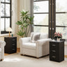 Set of 2 Nightstand with Charging Station End Table with 3 Storage Drawers Bedside Table for Bedroom