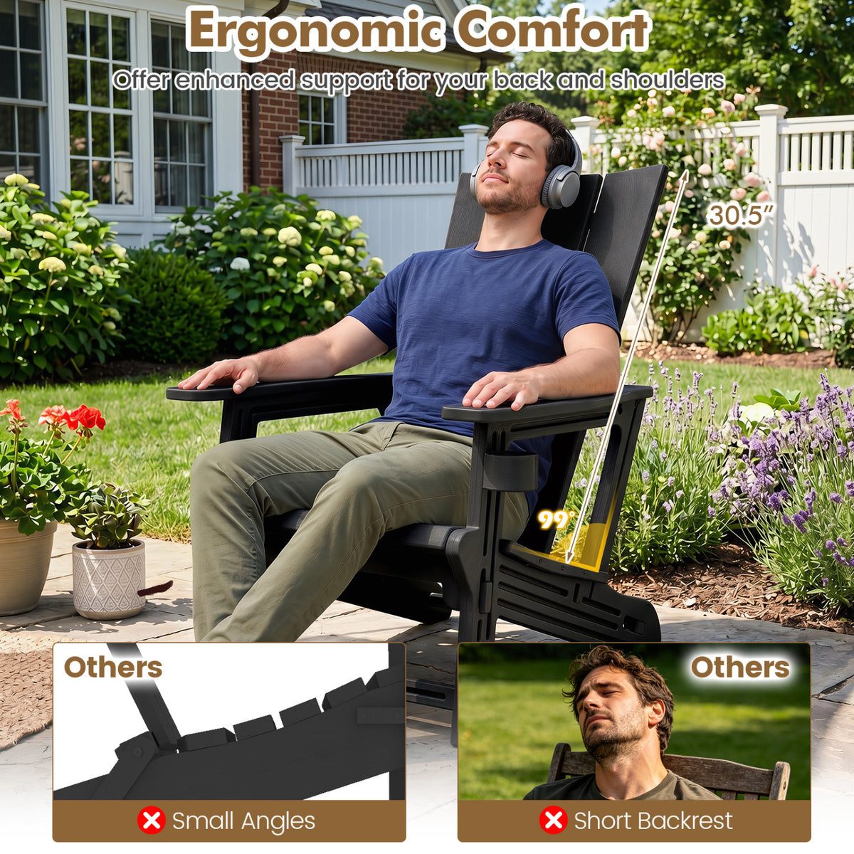 Set of 2ï»¿ Outdoor Adirondack Chairs with Cup Holder