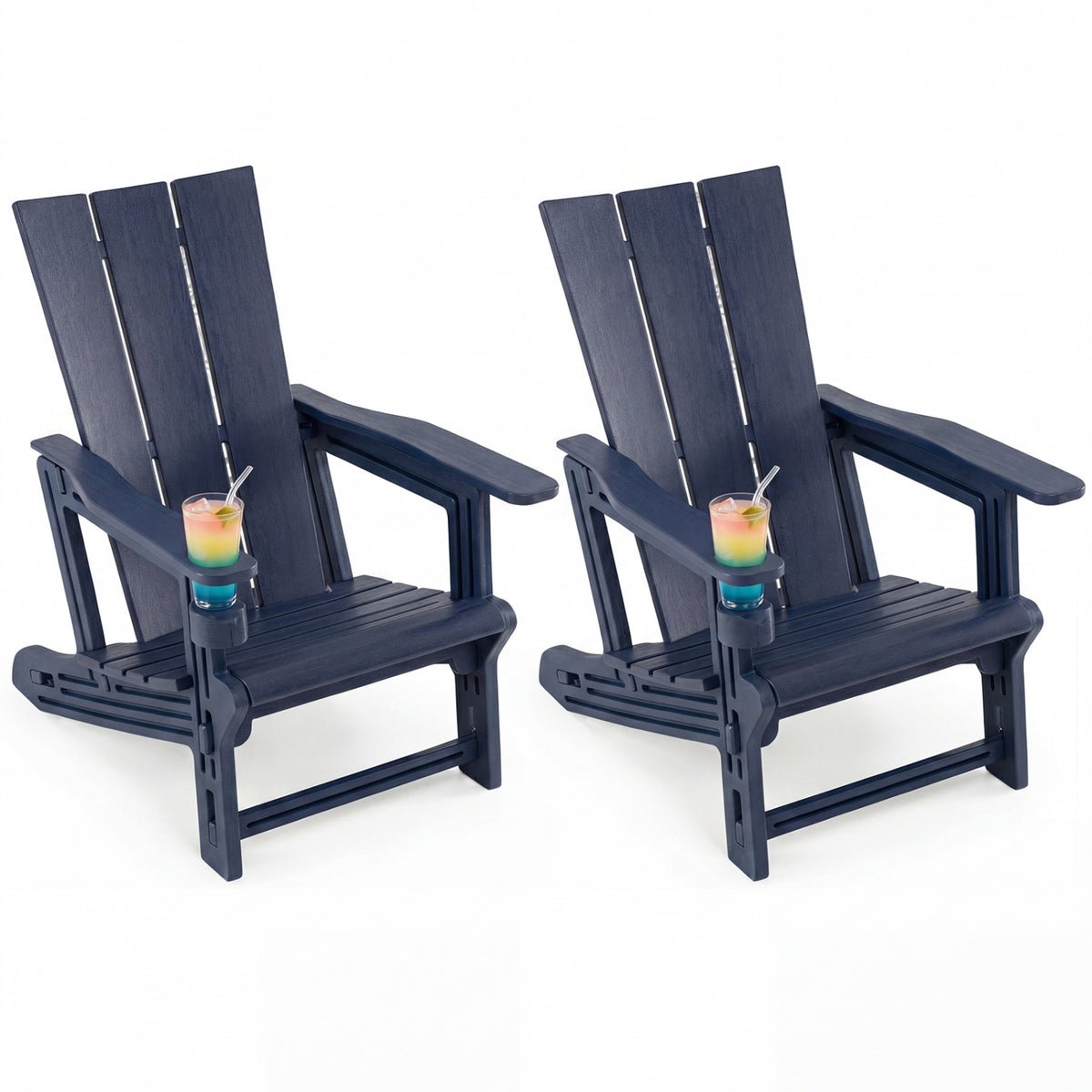 Set of 2ï»¿ Outdoor Adirondack Chairs with Cup Holder