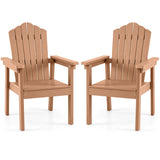 Set of 2 Outdoor Adirondack Chair with High Backrest Wide Armrests and Angled Seat for Deck-Brown