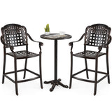 Set of 2 Outdoor Bar Stool 25.5 Inch Counter Height Cast Aluminum Bar Chairs-Copper