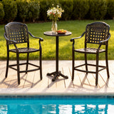 Set of 2 Outdoor Bar Stool 25.5 Inch Counter Height Cast Aluminum Bar Chairs-Copper