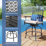 Set of 2 Outdoor Bar Height Chair with Soft Cushions