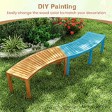 Set of 1/2 Outdoor Bench Acacia Wood Curved Garden Bench 2