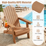 Set of 2 Outdoor Folding Adirondack Chair with Cup Holder and 5-Level Backrest