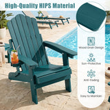 Set of 2 Outdoor Folding Adirondack Chair with Cup Holder and 5-Level Backrest