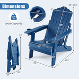 Set of 2 Outdoor Folding Adirondack Chair with Cup Holder and 5-Level Backrest