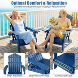 Set of 2 Outdoor Folding Adirondack Chair with Cup Holder and 5-Level Backrest