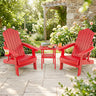 Set of 2 Outdoor Folding Adirondack Chair with Cup Holder and 5-Level Backrest