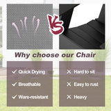 Set of 2 Outdoor Folding Sling Chairs with Armrest and Backrest