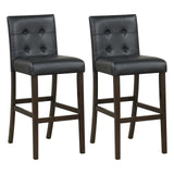 Set of 2 PVC Leather Bar Stools with Solid Wood Legs