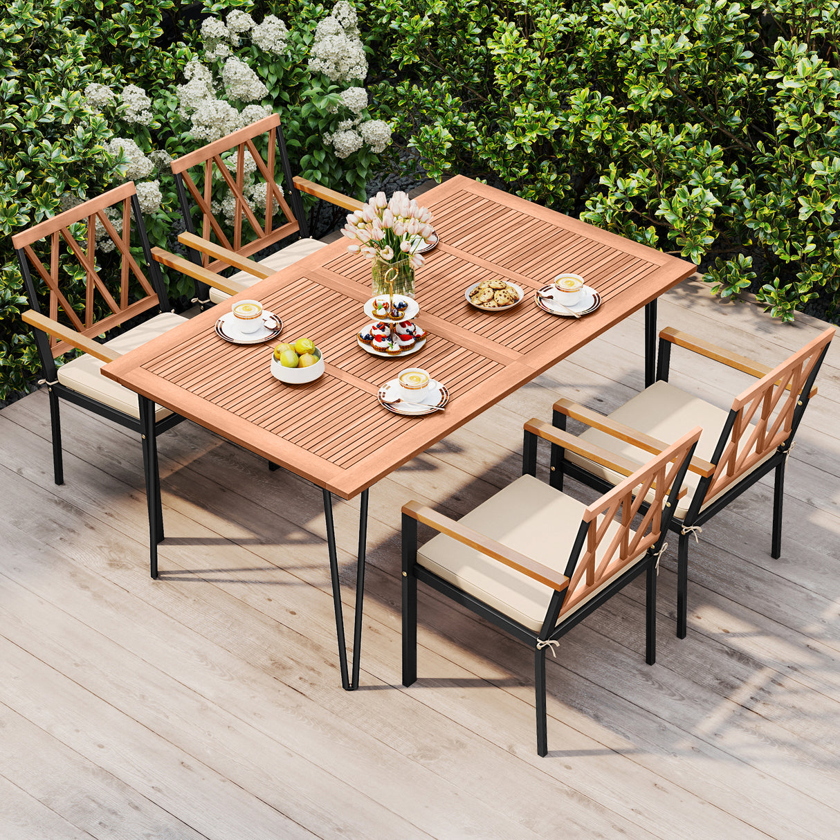 Set of 2 Patio Dining Chairs with Removable Padded Cushions