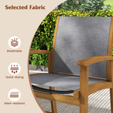 Set of 2 Patio Dining Chairs with Breathable Fabric and Acacia Wood Frame