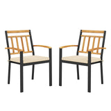 Set of 2 Patio Dining Chairs with Removable Padded Cushions