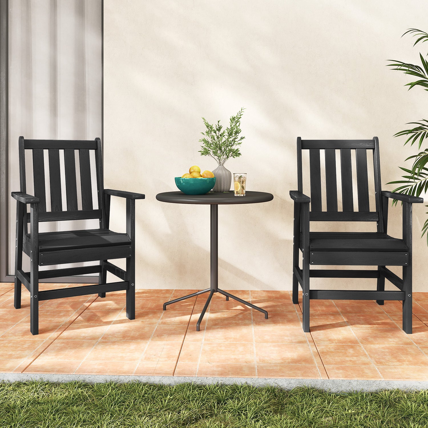 Set of 2 Patio Dining Chairs with Wide Armrests