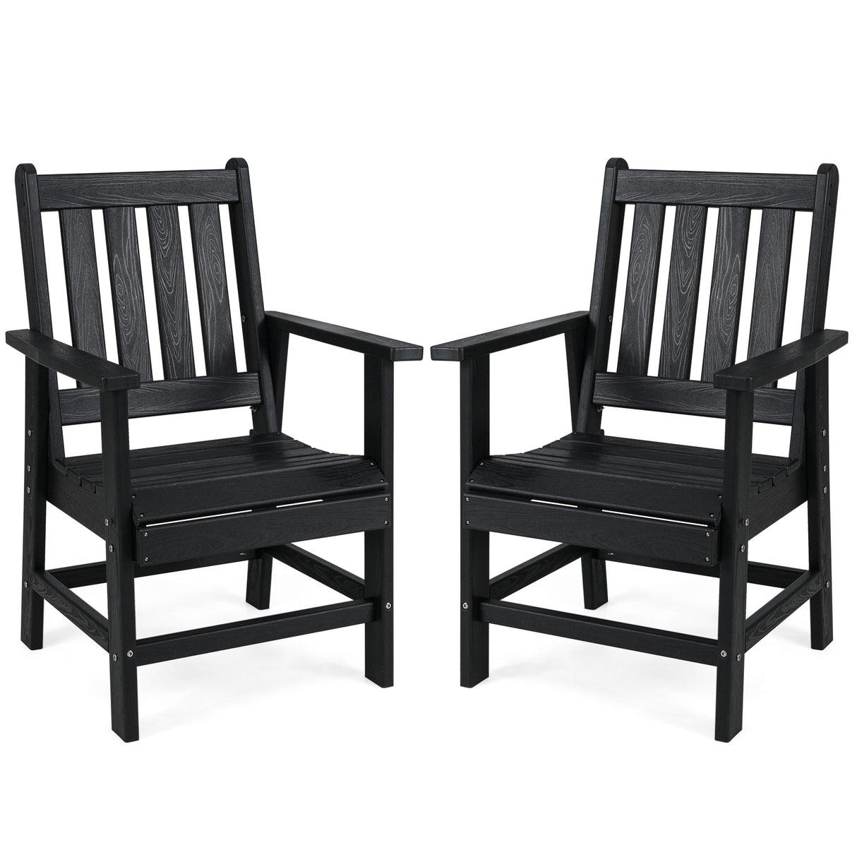 Set of 2 Patio Dining Chairs with Wide Armrests