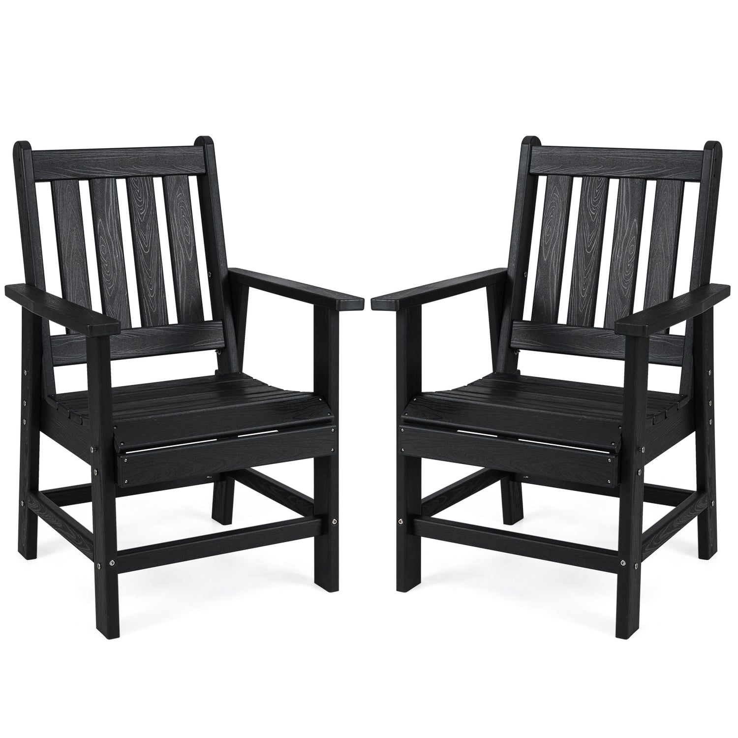 Set of 2 Patio Dining Chairs with Wide Armrests