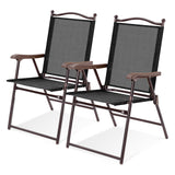 Set of 2 Patio Folding Sling Back Camping Deck Chairs