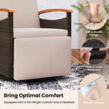 Set of 2 Patio Rattan 360Â° Swivel Recliner Chair with Adjustable Backrest and Footrest