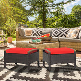 Set of 2 Fade-Resistant Wicker Patio Ottoman