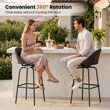 Set of 2 Patio Swivel Bar Stools with Rattan Seat 400 LBS for Garden-Brown