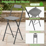 Set of 2 Portable Bar Height Stools with Ergonomic Seat and Comfortable Footrest