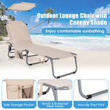 Set of 2 Portable Reclining Chair with 5 Adjustable Positions