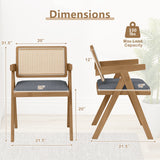 Set of 2 Rattan Accent Chairs with Padded Cushion and Rubber Wood Frame
