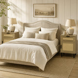 Set of 2 Rattan Nightstand with Drawer and Storage Cabinet for Bedroom Dorm