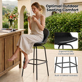 Set of 2 Rattan Swivel Barstools with Curved Back-Black