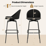 Set of 2 Rattan Swivel Barstools with Curved Back-Black