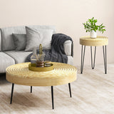 Set of 2 Solid Wood Farmhouse Round Coffee Tables