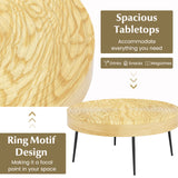 Set of 2 Solid Wood Farmhouse Round Coffee Tables