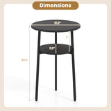 Round Side Table with Storage Shelf & Metal Frame for Living Room