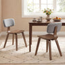 Set of 2 Rubber Wood Dining Room Chairs with Teddy Velvet Padded Backrest