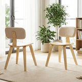 Set of 2 Rubber Wood Dining Room Chairs with Teddy Velvet Padded Backrest