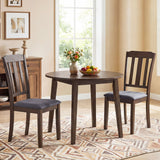 Set of 2 Rubber Wood Dining Room Chairs with Comfortable Backrest-Brown