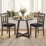 Set of 2 Modern Linen Style Upholstered Kitchen Chairs-Gray
