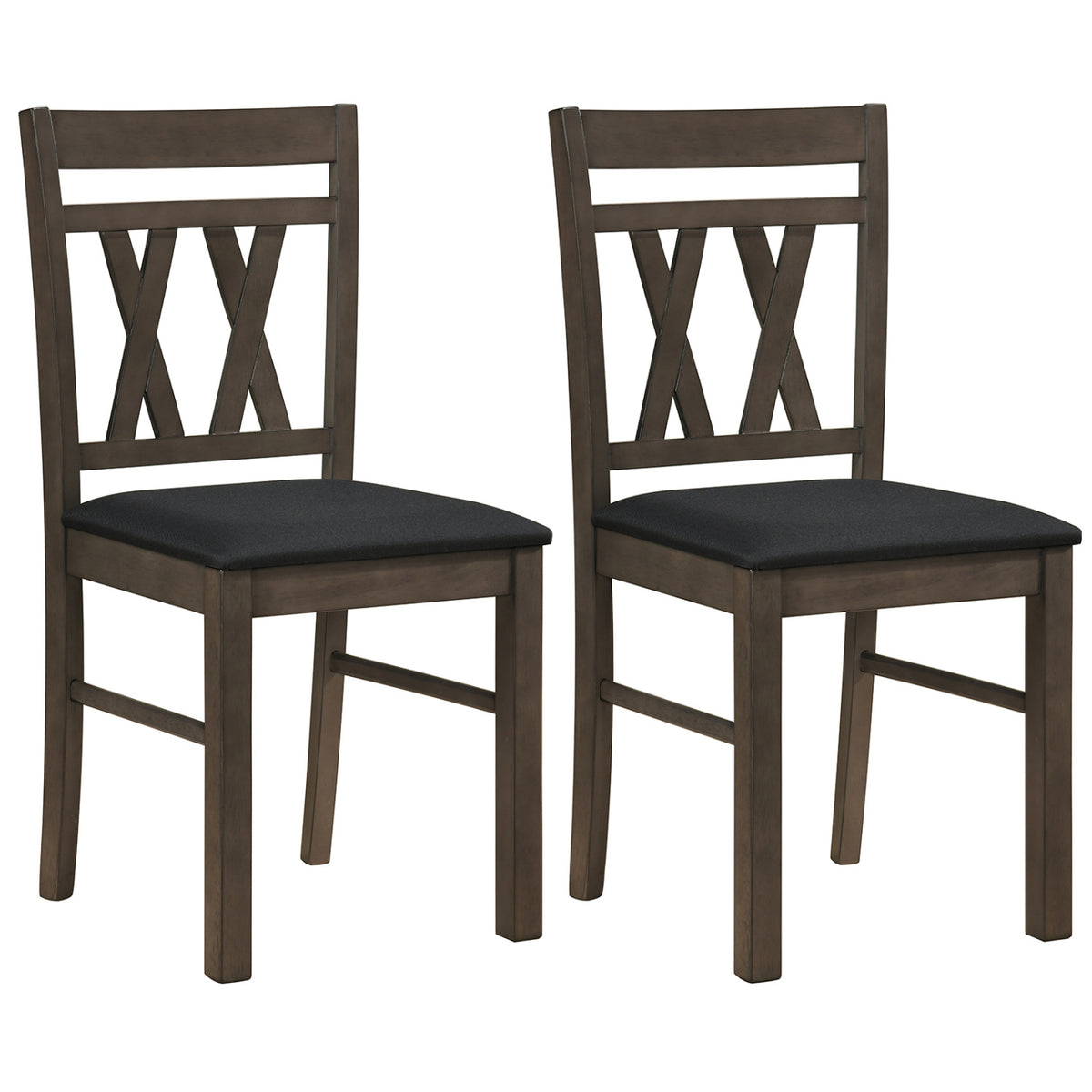 Set of 2 Modern Linen Style Upholstered Kitchen Chairs-Gray