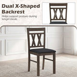 Set of 2 Modern Linen Style Upholstered Kitchen Chairs-Gray
