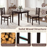 Set of 2 Rubber Wood Kitchen Chairs with Fabric Padded Seat -Coffee