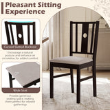 Set of 2 Rubber Wood Kitchen Chairs with Fabric Padded Seat -Coffee